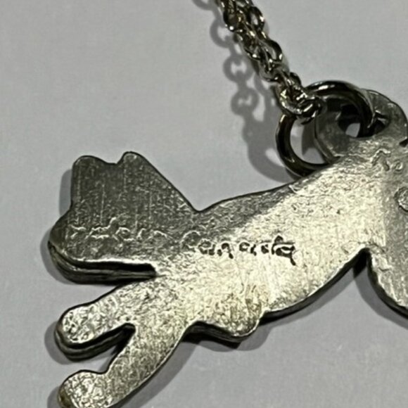 Robert Hall Originals comical cat pewter necklace and pendant Made in Canada Vtg - Picture 4 of 4